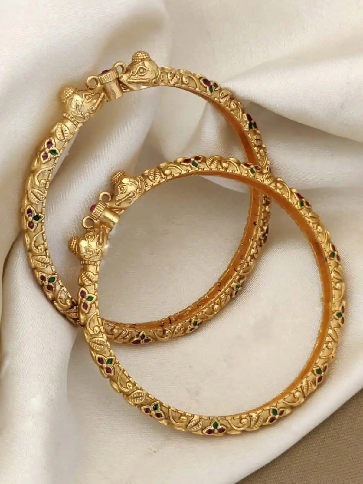 Stylish Hathi Mora Bangles With Matt Finish Gold Pack Of 2 Piece (1 Pair).png