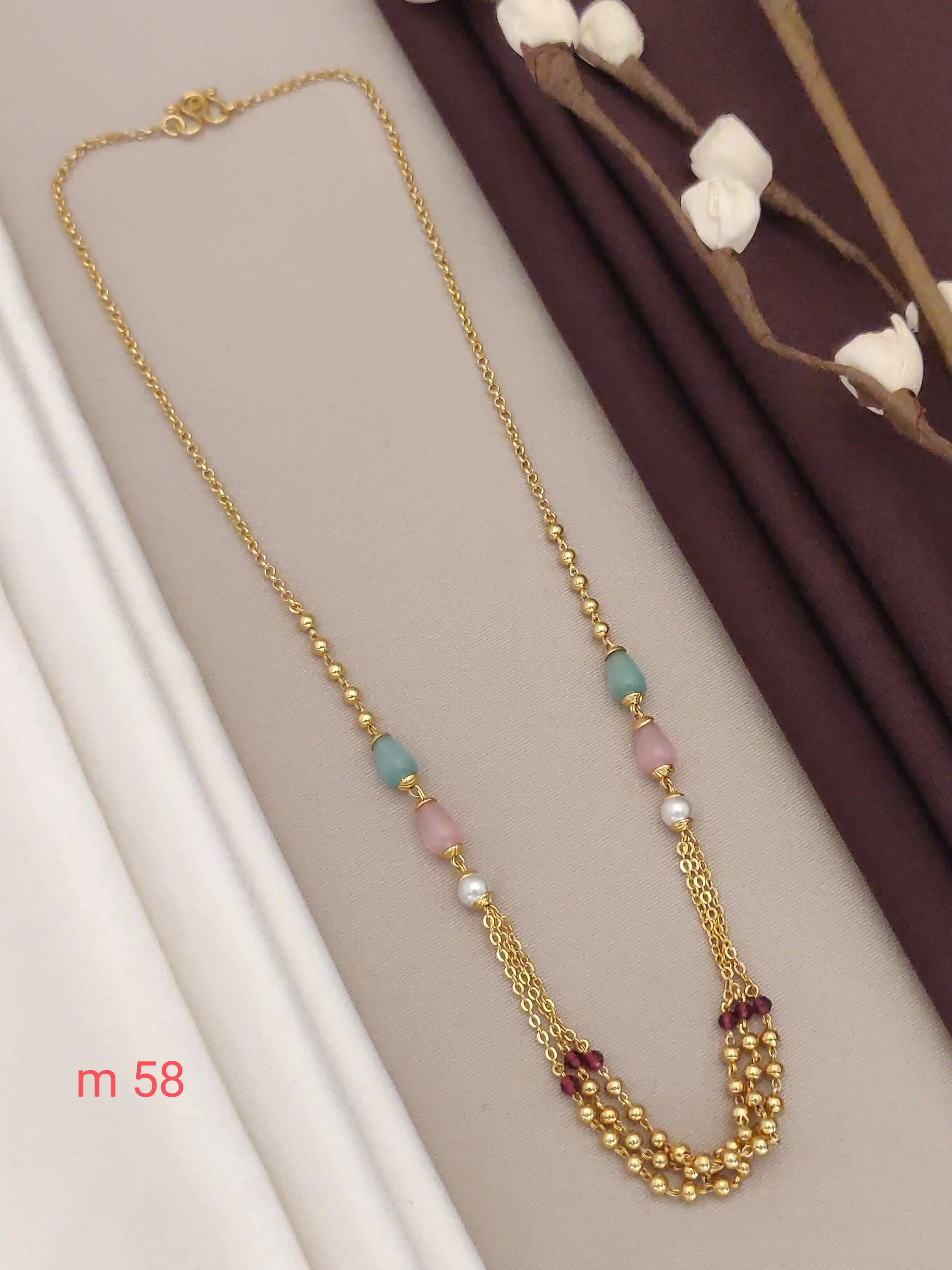 Beautiful Monalisa Mala With Layered Chain With Micro Gold Finish.png