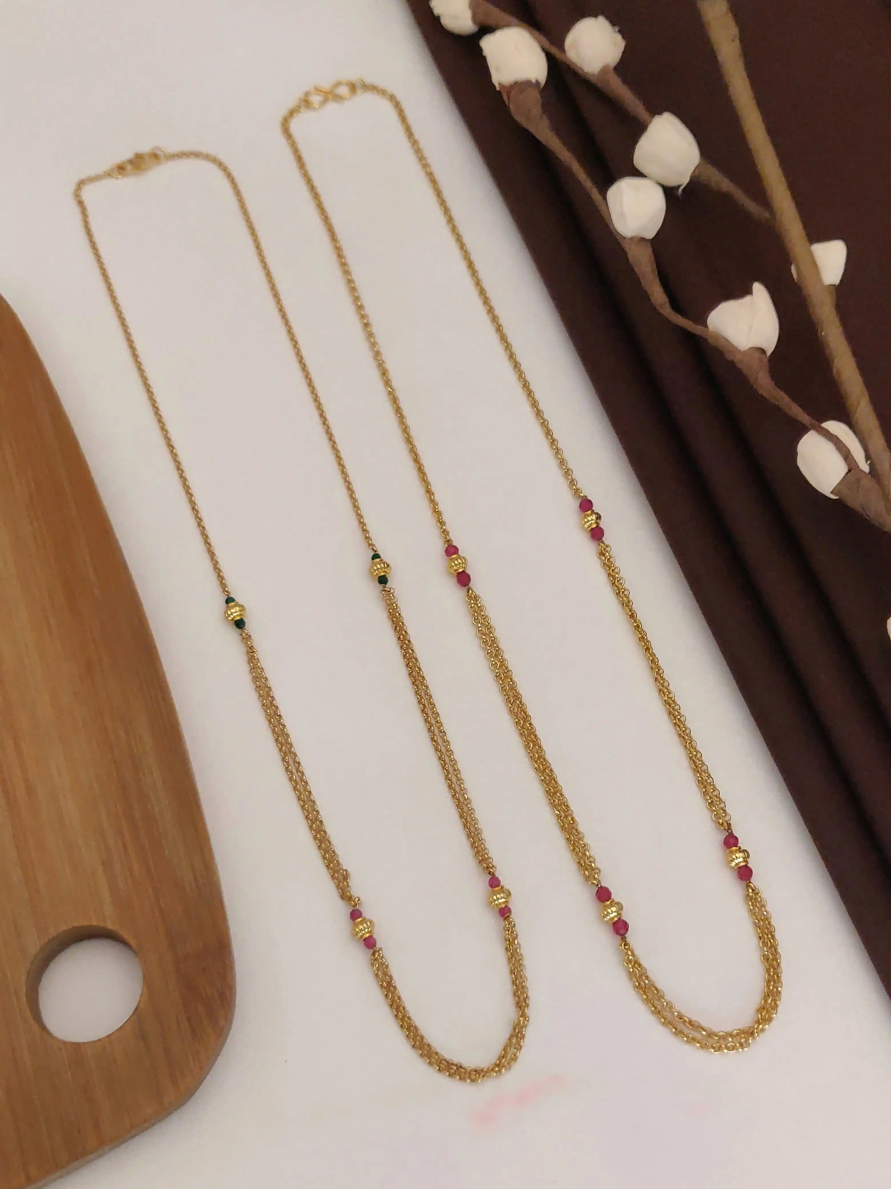 Trendz Special Combo Of Single and Double Layered Chain With Multicolour Beads.png