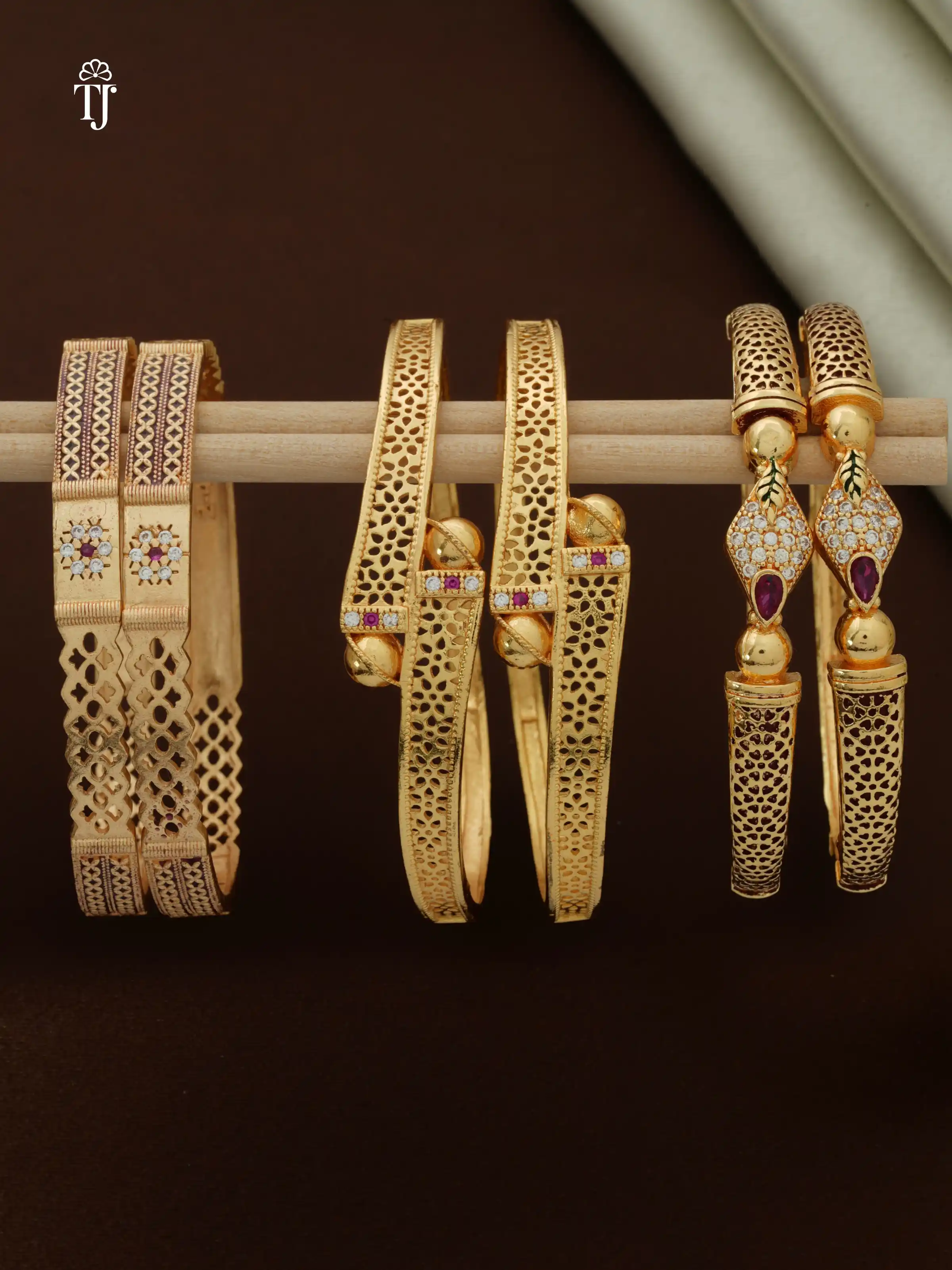 Premium Artificial Brass Bangles - 3 Pairs for ₹1299 | Stylish Bangles for Daily Wear.png