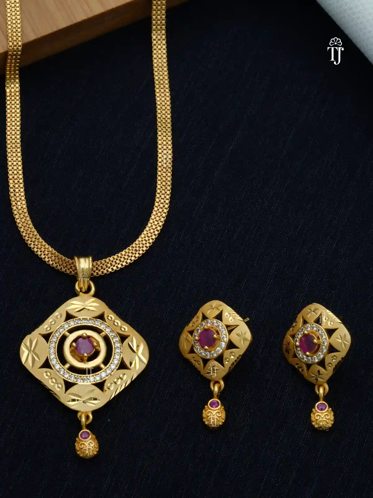 Artificial Gold Pendant Set for Women | Stylish Pendant and Earrings Set.png