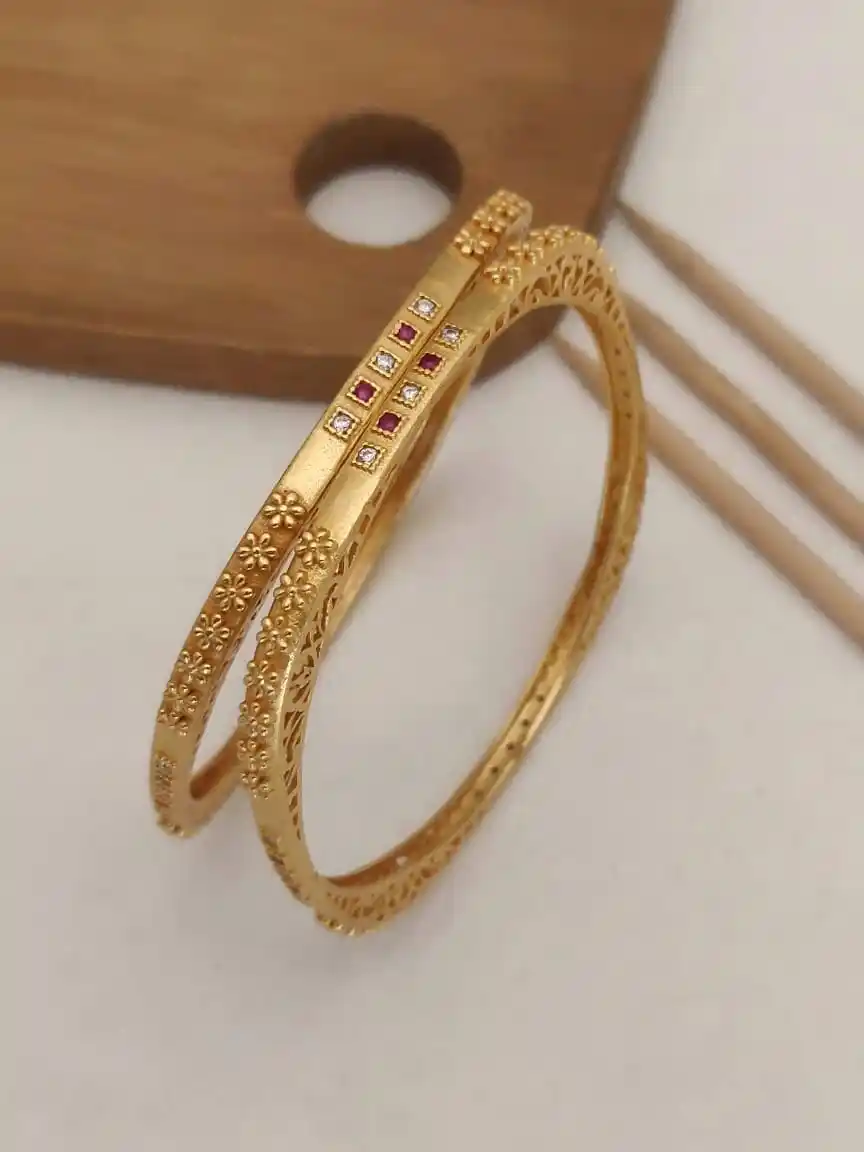Stylish Square Shape Bangles With Micro Gold AD Diamond Gold Pack Of 2 Pis ( 1 Pair ).png