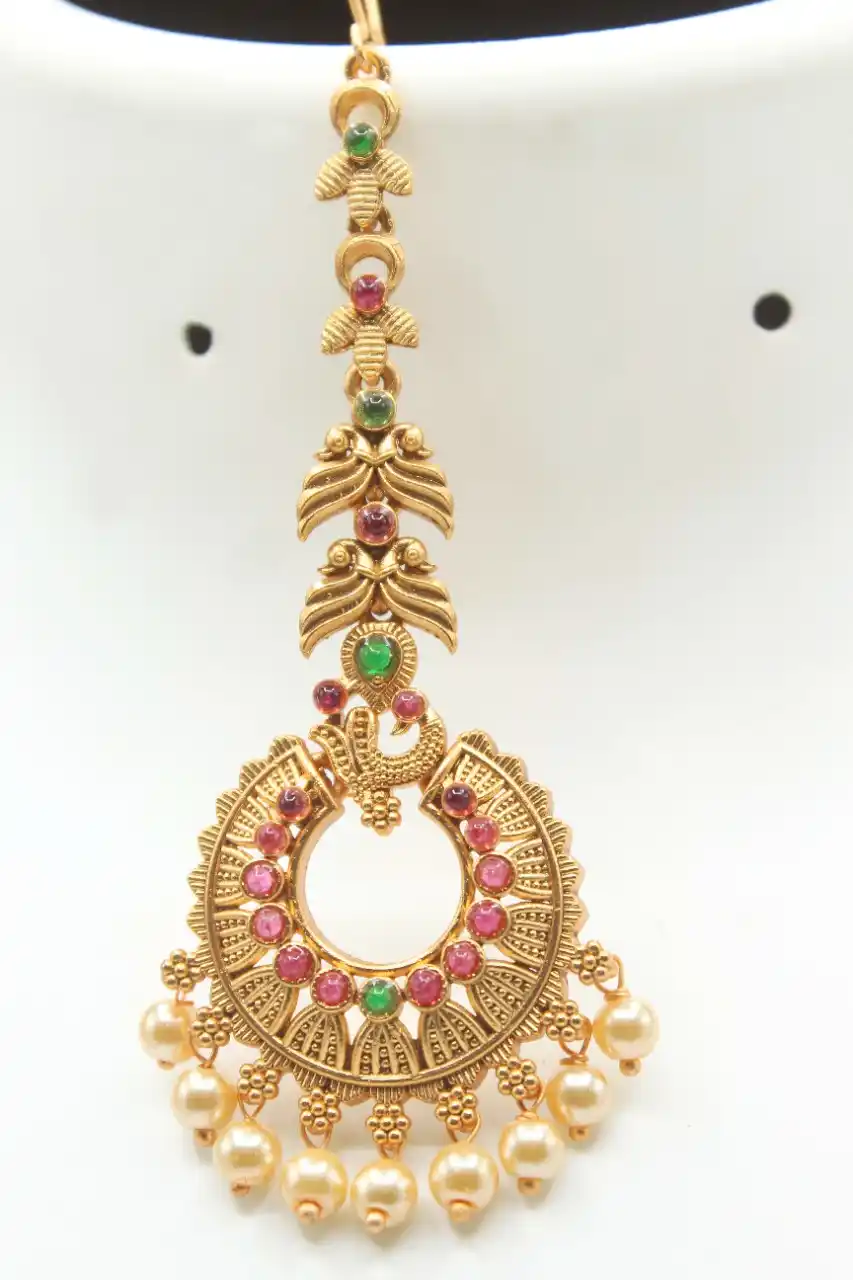 Exclusive Floral Red Party Wear mang tika For Women Alloy mang tika.png