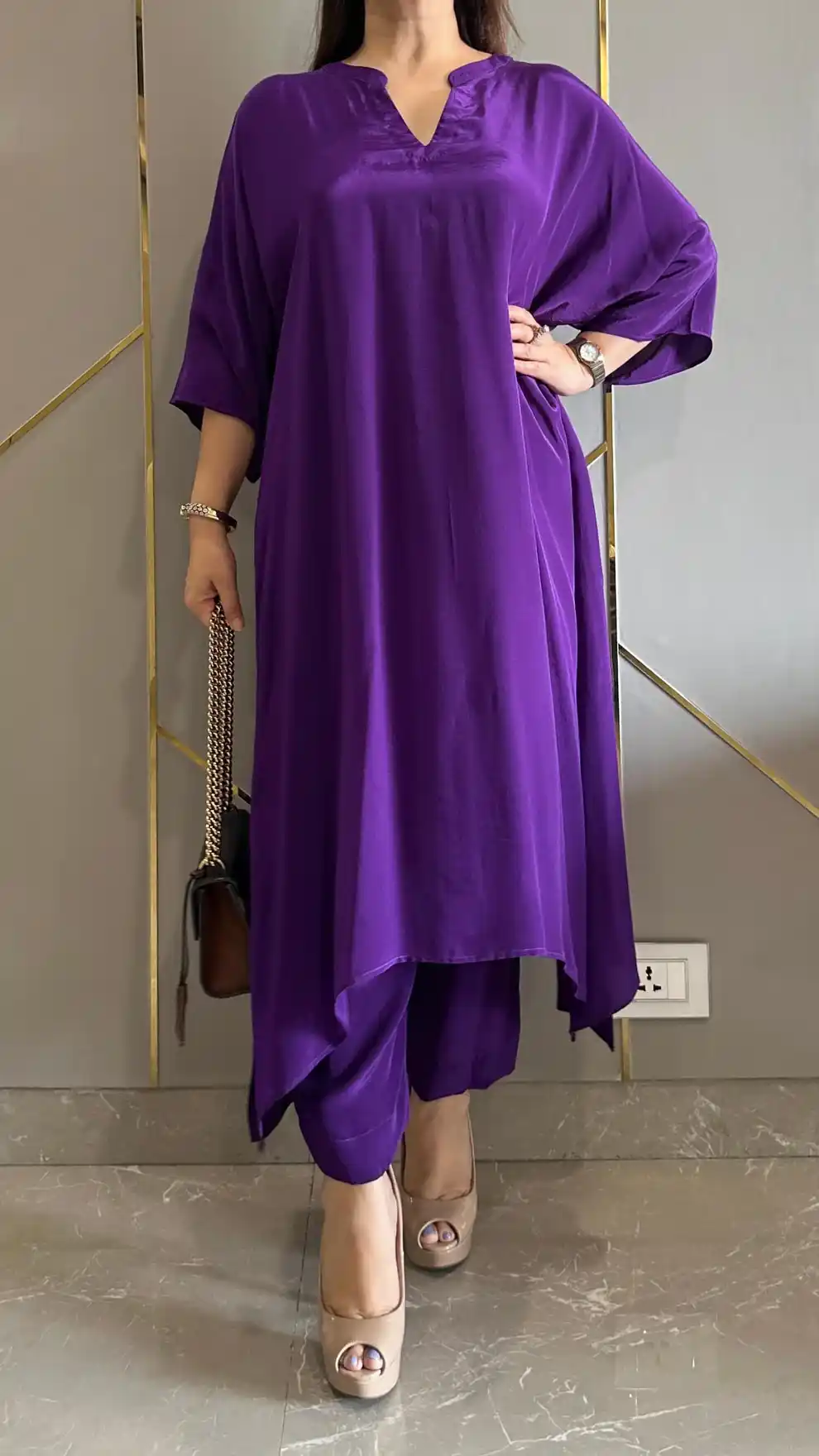 Purple High Low Crepe Co-ord.png