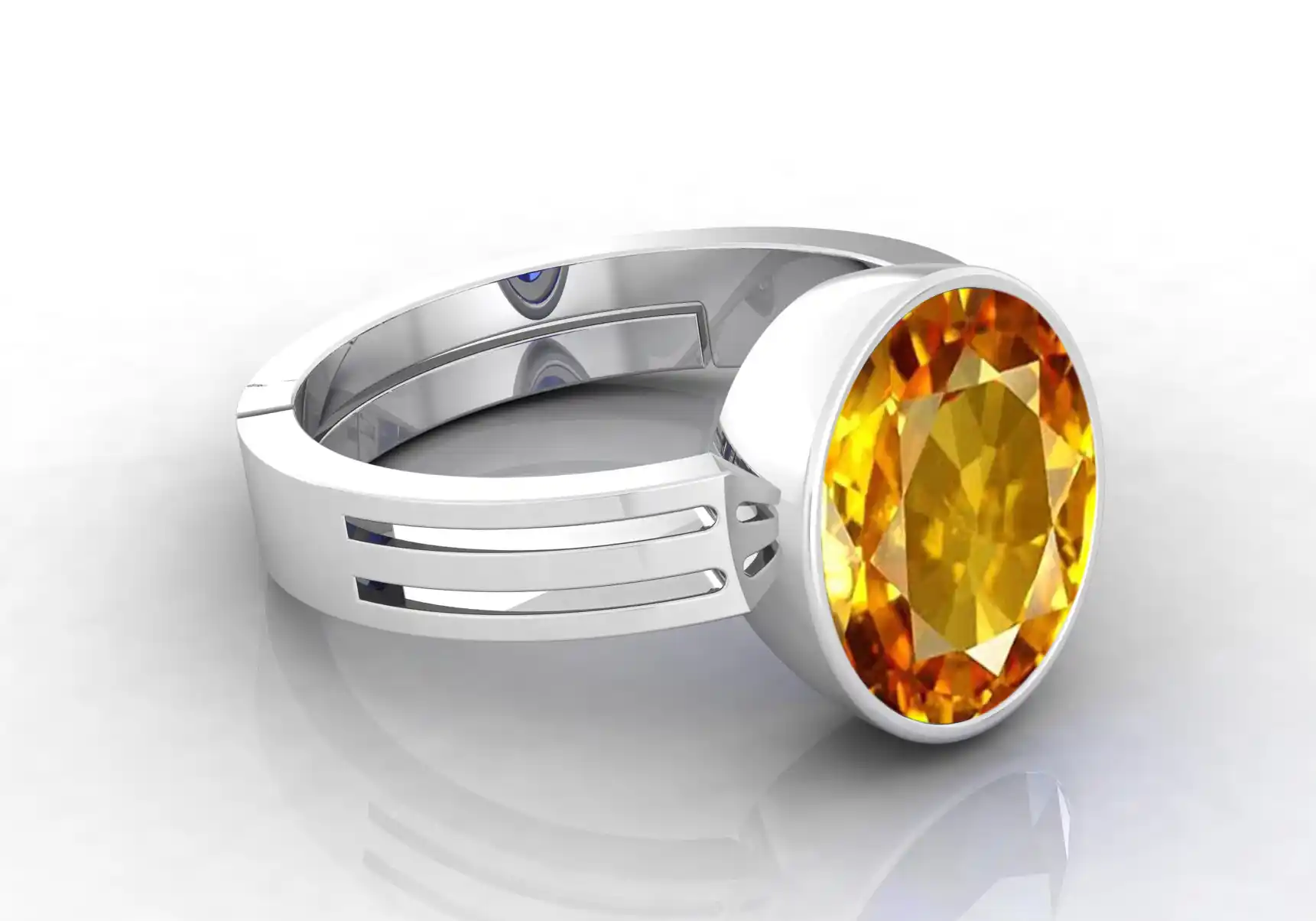3.25 to 15.25 Ratti Pukhraj Precious Gemstone Natural Yellow Sapphire Stone Rashi Ratna Ashtadhatu Adjustable Silver Ring for Astrological Purpose for Men and Women.png