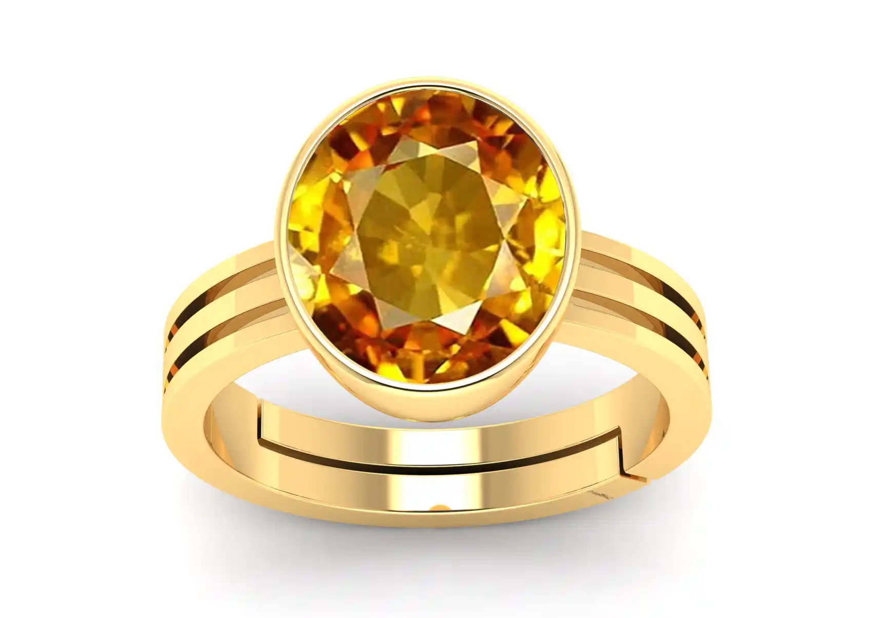 4.25 Ratti Yellow Sapphire Gemstone Gold Plated | Adjustable Ring With Lab Certificate.png